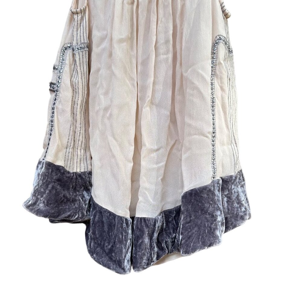 Moulinette Soeurs Beaded Velvet Flowy Tan Grey Tank Top Size XS - Picture 11 of 11